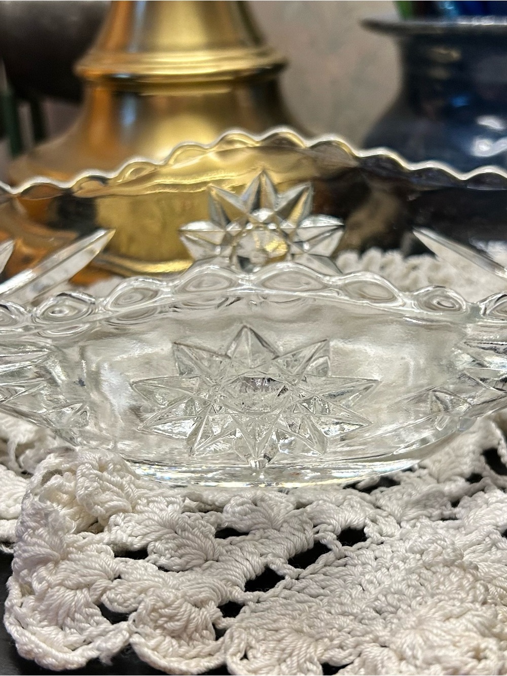 2 Cut Glass Decorative Bowl in Clear